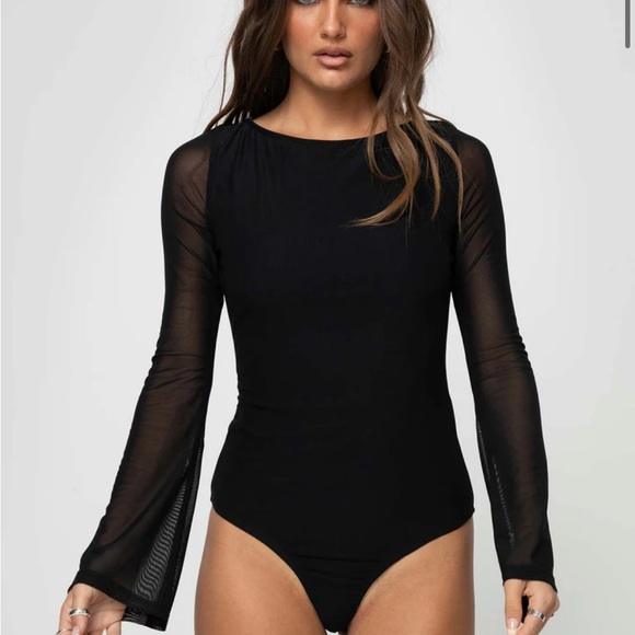 Princess Polly Black LUKEA LONG SLEEVE BODYSUIT - Picture 1 of 4